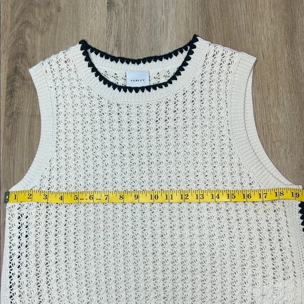 Varley Delaney Cream and Black Open Stitch Sweater Vest - Picture 8 of 12